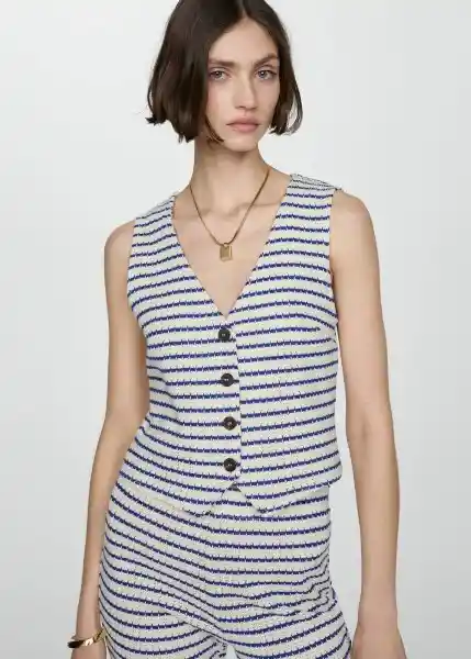 Top Nita Azul Talla M Mujer Mango