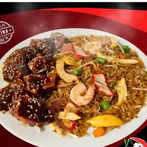 Chow fan pollo teriyaki