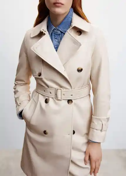 Gabardina Trench Polanapu Crudo Talla 18 Mujer Mango