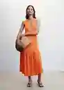 Vestido Cobalto Naranja Talla M Mujer Mango