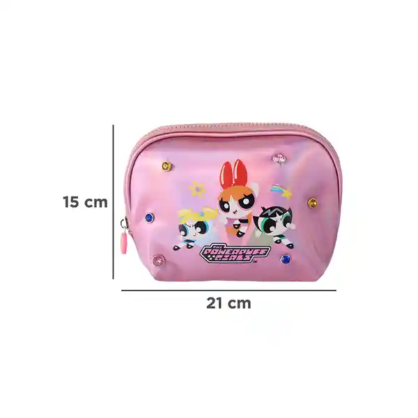 Cosmetiquera Metalizada Las Chicas Superpoderosas Rosa Miniso