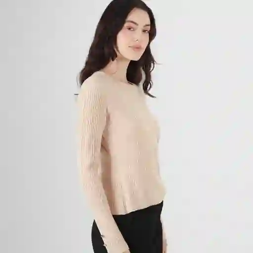 Suéter Cuello Redondo Manga Larga Café Talla S 725347