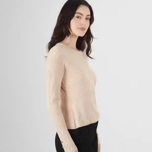 Suéter Cuello Redondo Manga Larga Café Talla S 725347