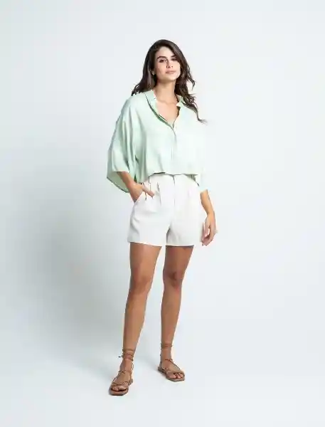 Camisa Membe Mujer Verde Daikon Claro Talla S 511F344 Naf Naf