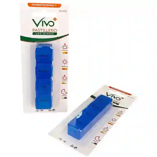 Vivo+ Pastillero Diario Azul 4 Compartimentos