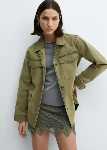 Sobrecamisa Caracas Khaki Talla L Mujer Mango