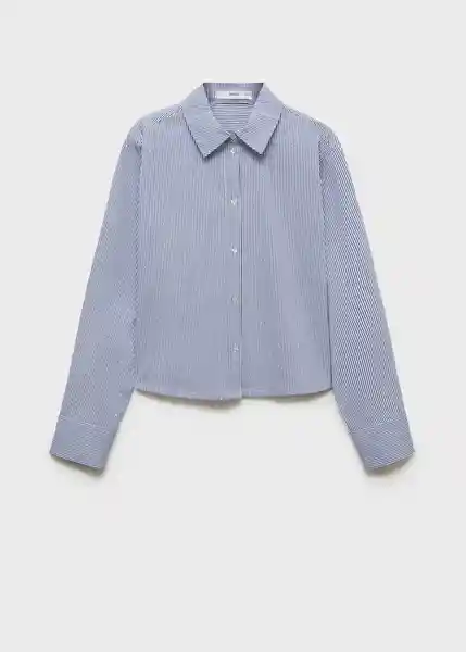 Camisa Spiga Celeste Talla L Mujer Mango