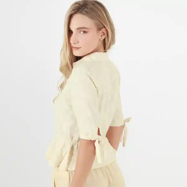 Blusa Cuello V Manga 3/4 Blanco Talla S 696111