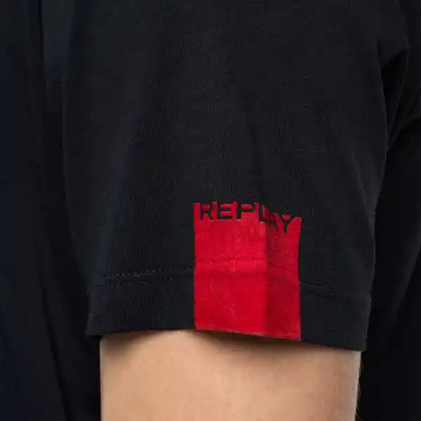 Replay Camiseta Logo en Manga Negra Talla S