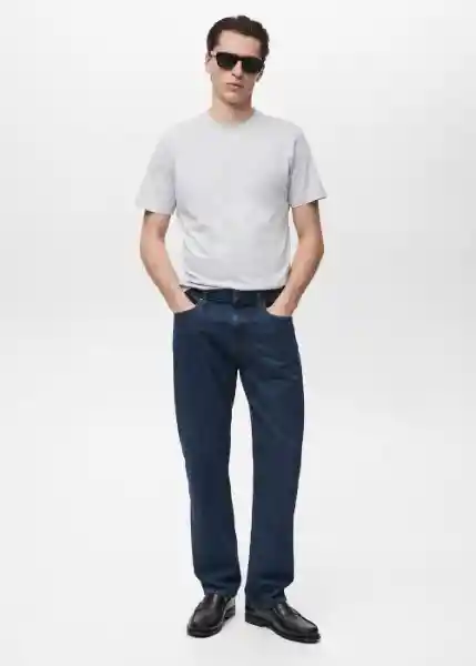 Camiseta Cherlo Azul Talla S Hombre Mango