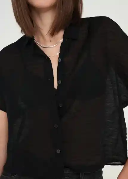 Camisa Coraline Mujer Negro Puro Talla L 019g323 Naf Naf