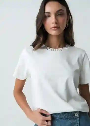 Camiseta Mujer Crudo Puro Claro Talla L 402G058 Naf Naf