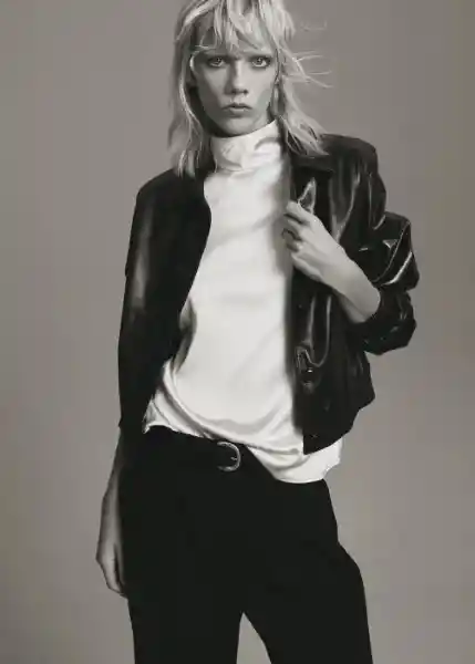 Blusa Stonak Crudo Talla M Mujer Mango