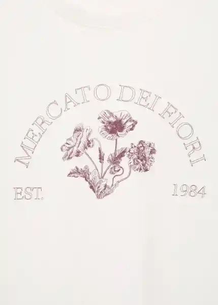 Camiseta Mercato-W Off White Talla L Mujer Mango