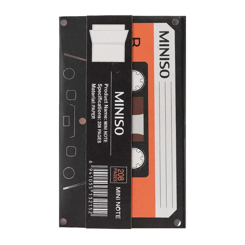 Miniso Libreta Con Diseño de Cassette 104 Hojas Negro B