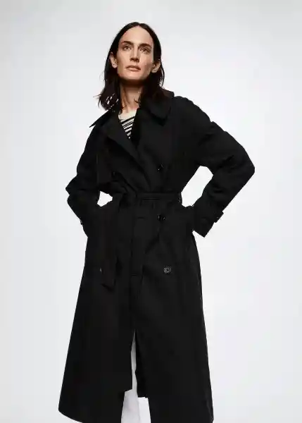 Trench Mustang Negro Talla M Mujer Mango