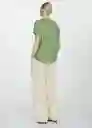 Camiseta Lint Verde Talla S Mujer Mango
