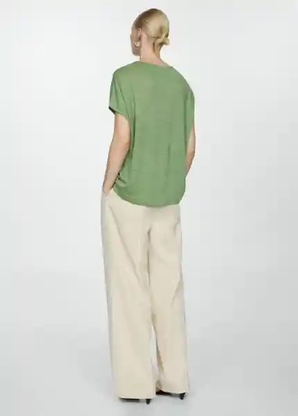 Camiseta Lint Verde Talla S Mujer Mango