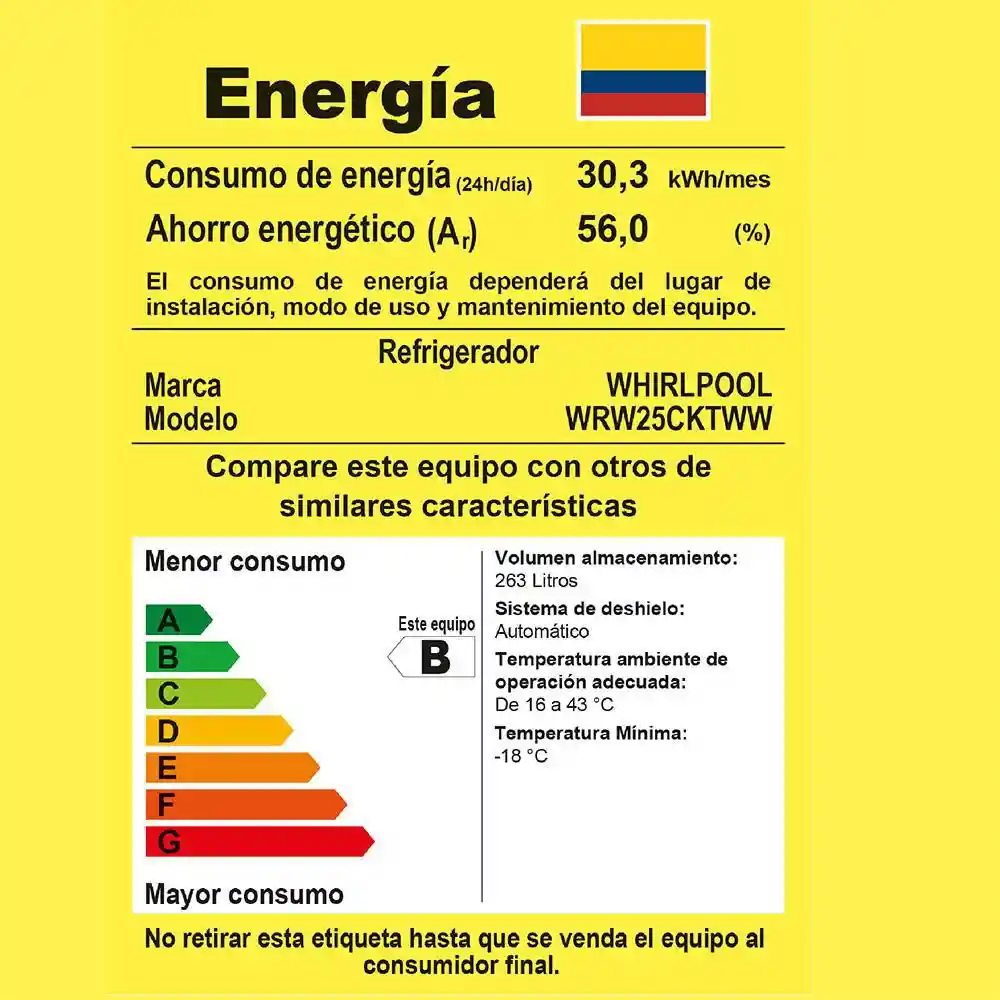 Whirlpool Nevera no Frost 281.9 WRW25CKTWW