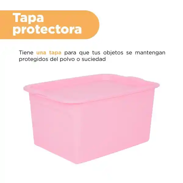 Organizador de Plástico de Almacenamiento Con Tapa Rosa Miniso