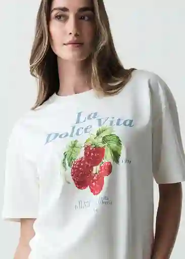 Camiseta Mujer Crudo Puro Claro Talla S 403G040 Naf Naf