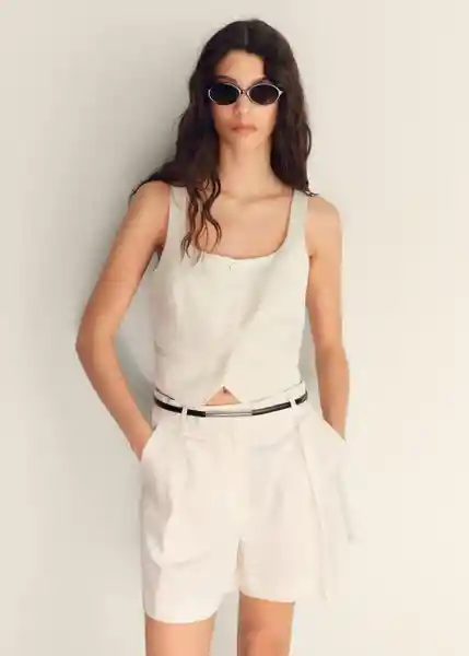Bermuda Max Blanco Talla 36 Mujer Mango