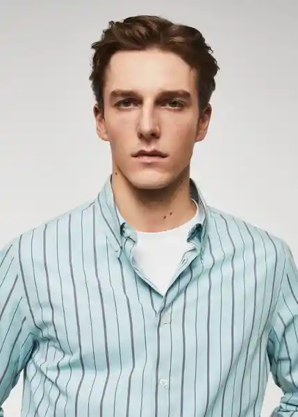 Camisa Esen Agua Talla M Hombre Mango