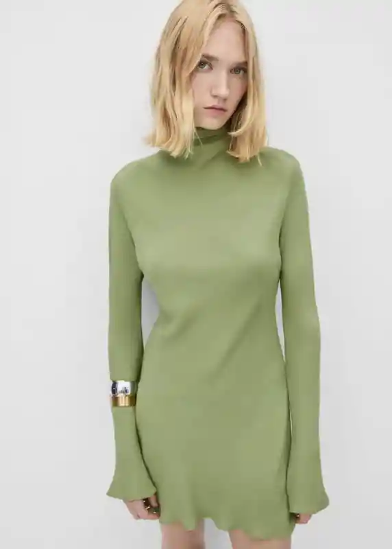 Vestido Semartin Khaki Talla M Mujer Mango