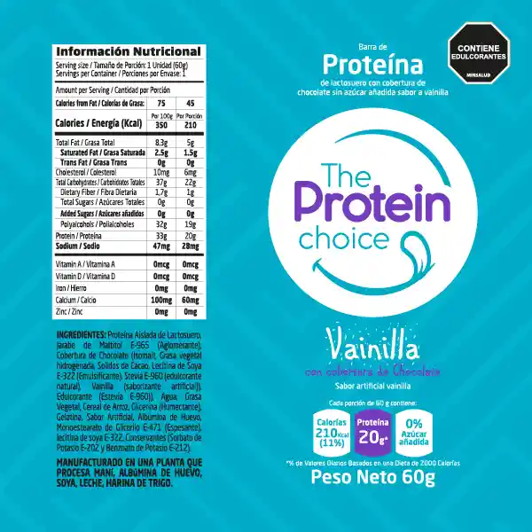 The Protein Choice Barra de Proteína Sabor a Vainilla