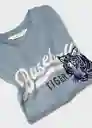 Camiseta College Azul Talla 12 Niños Mango