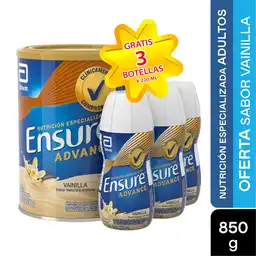 Oferta Ensure Advance Vainilla 850 G + 3 Ensure Advance 220 ML Sin Costo