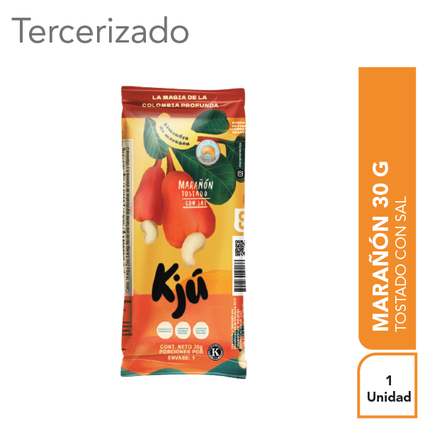 Kju Snack de Marañon Tostado Con Sal 30 g