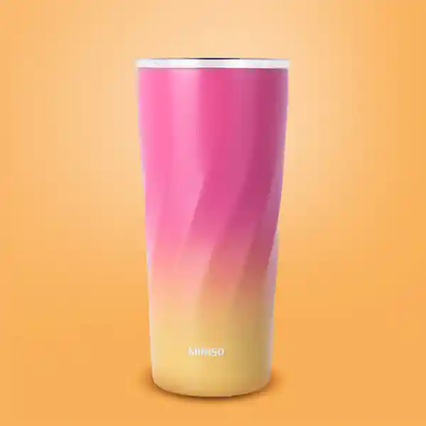 Vaso de Acero Rosa y Amarillo 600 mL Miniso