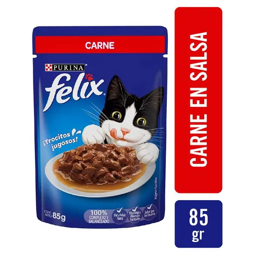 Felix Alimento Húmedo para Gatos Cachorros Sabor Carne en Salsa