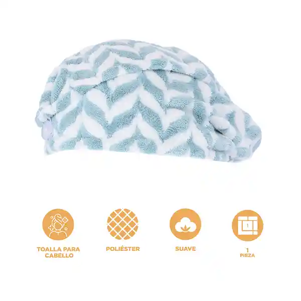 Toalla Para el Cabello Jacquard Azul Claro Miniso