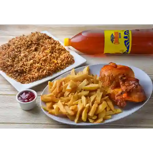 Arroz chino 2 p + 1/4 de pollo y gaseosa
