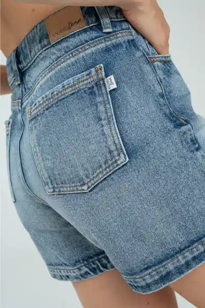 Short Denim Mom Color Azul Medio Talla 12 Ragged