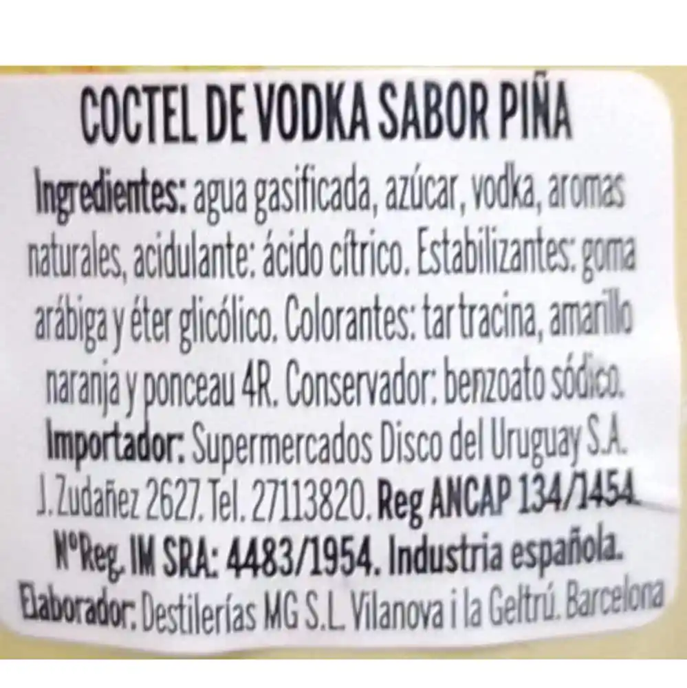 Cóctel Spiritde Vodka Sabor A Pina