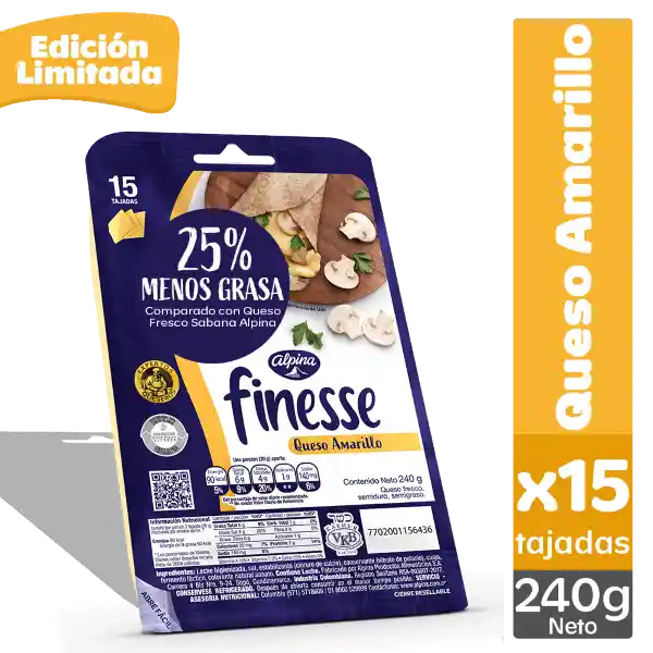 Finesse Queso Amarillo en Tajadas