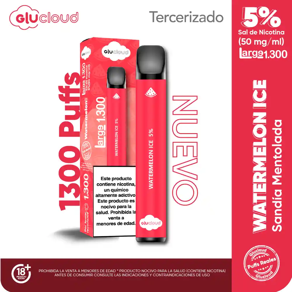 Glucloud Vapeador Watermelon Ice Large 1300