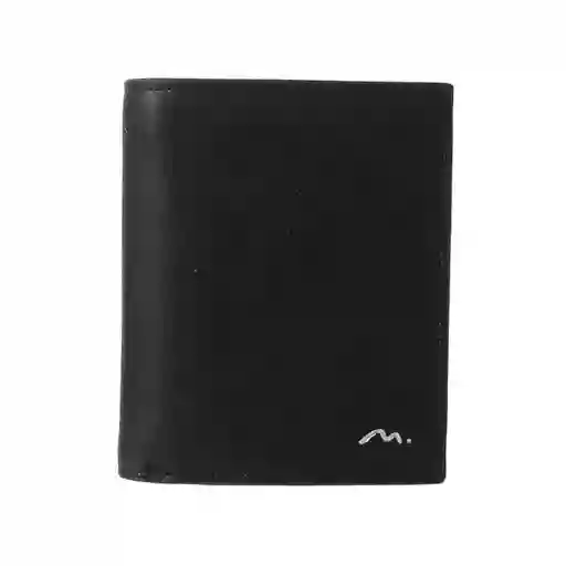 Billetera Vertical Para Hombre Con Logo Plateado Negro Miniso