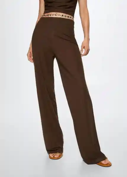 Pantalón Diego Chocolate Talla L Mujer Mango