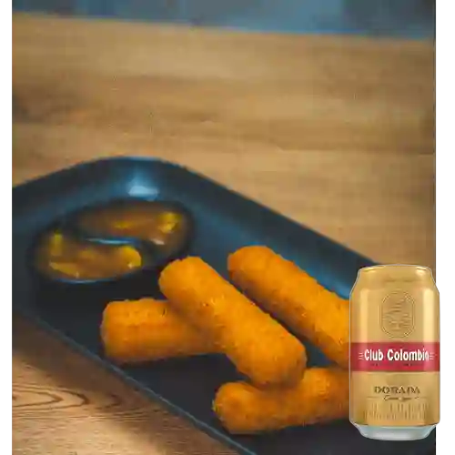 Combo Palitos Queso Costeño Apanado + Club Col. Dorada 330ml