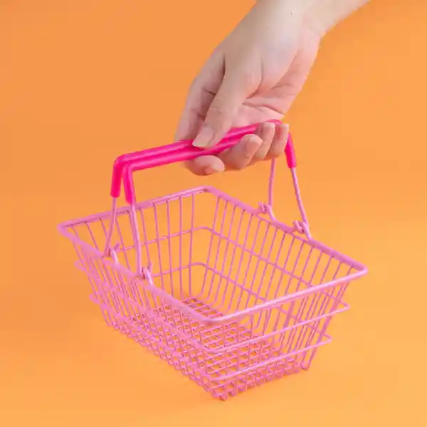 Organizador de Acero Tipo Cesta Rosa Serie Miniso