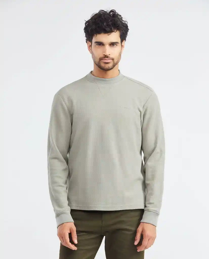 Sweat Shirt Details Gris Rocoso Claro Talla M Hombre Chevignon