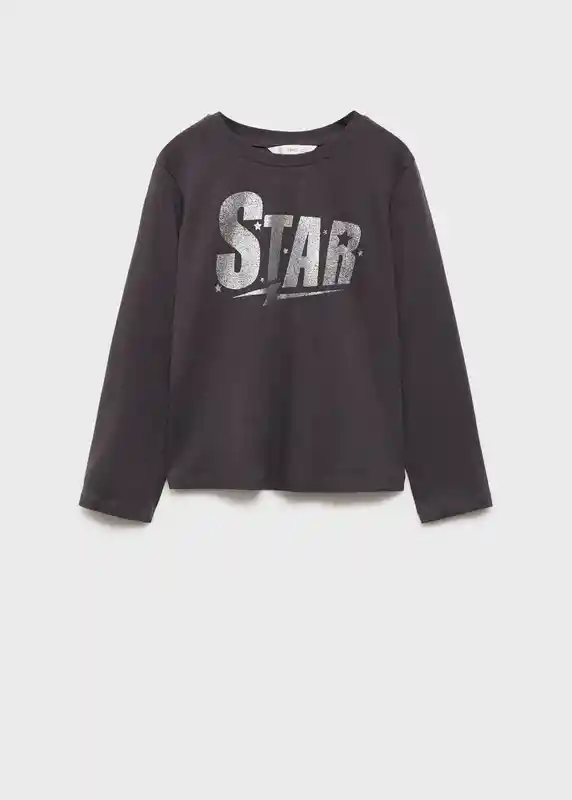 Camiseta Star Antracita Talla 10 Niñas Mango