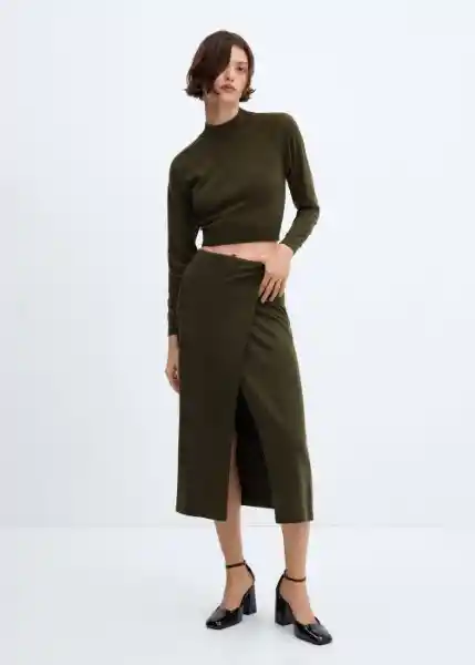 Falda Percebe Khaki Talla XS Mujer Mango