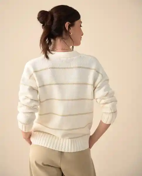Suéter Tejido Crudo Vainilla Claro Talla M 661G206 Esprit