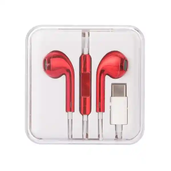 Audífonos Cable Tipo C Mod 2301 Rojo Metálico Miniso