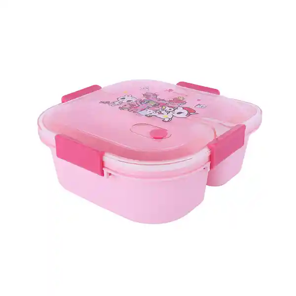 Contenedor de Con 3 Compartimentos Tokidoki Rosa 1200 mL Miniso